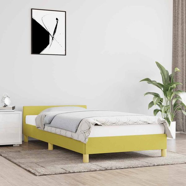 vidaXL Posteľný rám s čelom bez matraca zelený 80x200 cm látka