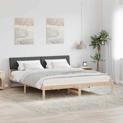 vidaXL Rám postele hnedá a tmavosivá 180 x 200 cm Borovicový masív