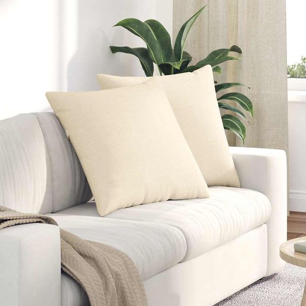 vidaXL Vankúše na pohovku 2 pcs Krémová 60 x 60 cm Kordúrová tkanina