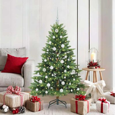 vidaXL Umelý vianočný stromček s 150 LED-i Zelená 150 cm PE a PVC