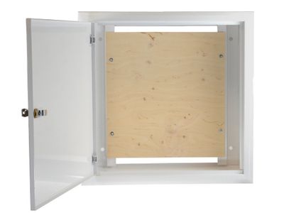 Kovový rozvádzač montážna skriňa pod omietku 400x400x120mm OMP-4, lesklá biela Kovový rozváděč montážní skříň pod omítku 400x400x120mm OMP-4, lesklá bílá