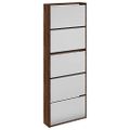 vidaXL Botník so zrkadlom 5-poschodový hnedý dub 63x17x169,5 cm