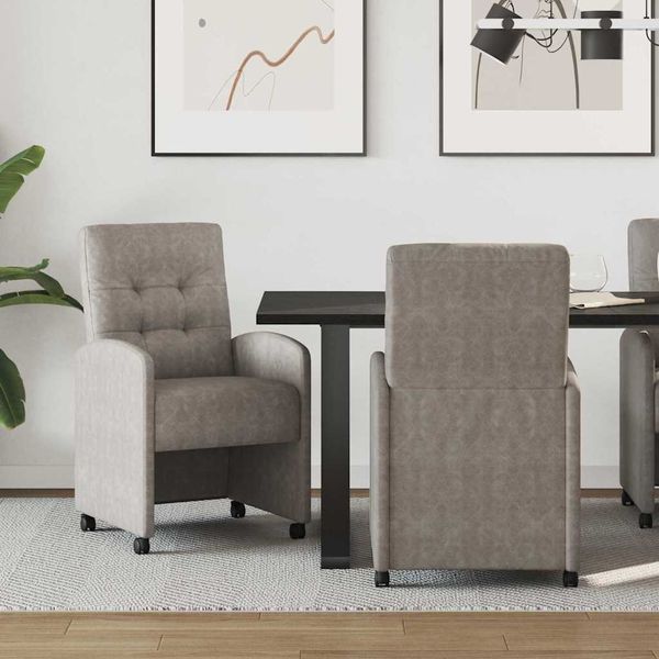 vidaXL Jedálenské stoličky na kolieskach 2 pcs Sivá 58 x 67 x 97 cm