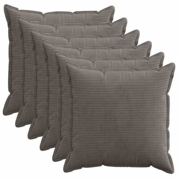 vidaXL Poťah na podložku 6 ks HOUTEN Tmavosivá 55 x 55 cm manšestr