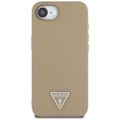 Guess HC MagSafe Grained PU Triangle Logo case for iPhone 16e Brown