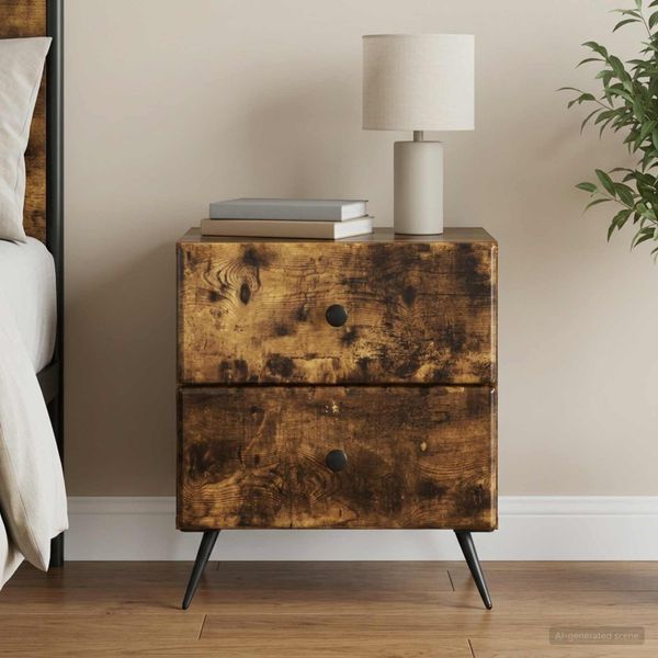 vidaXL Nočný stolík Dymový dub 43 x 34,5 x 47,5 cm Kompozitné drevo