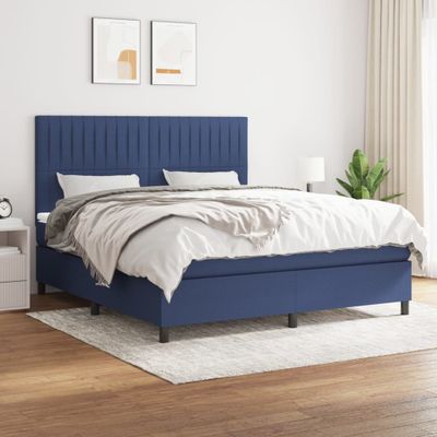 vidaXL Posteľný rám boxspring s matracom modrý 180x200 cm látka