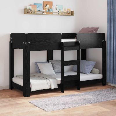 vidaXL Poschodová posteľ pre deti Čierny dub 75 x 190 cm