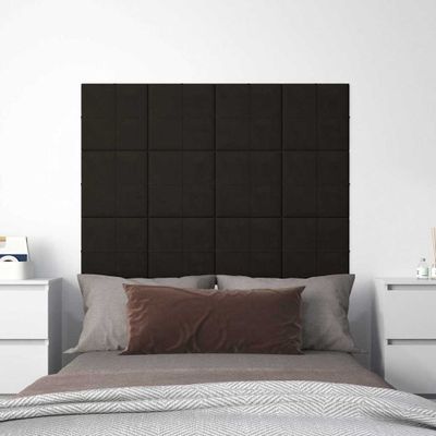 vidaXL Nástenné panely 12 ks čierne 30x30 cm zamatové 1,08 m²