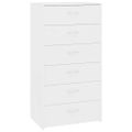 vidaXL Komoda so 6 zásuvkami, biela 50x34x96 cm, kompozitné drevo