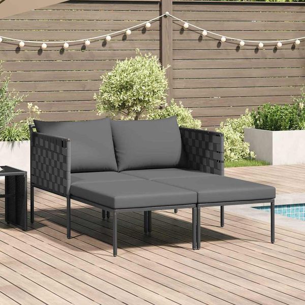 vidaXL Lehátko na slnenie s vankúšom Antracit 153 x 115 x 69.5 cm