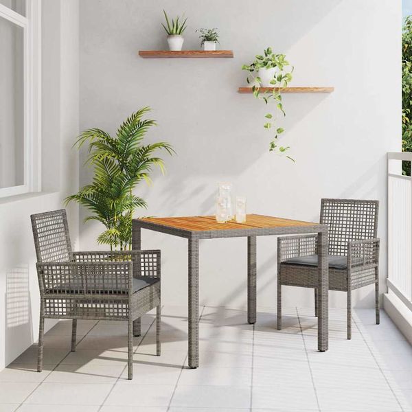 vidaXL Záhradný jedálenský set 3 pcs Sivá polyratan