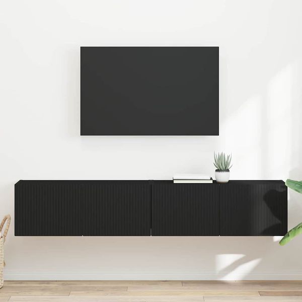 vidaXL TV nástenná skriňa Nástenný 2 pcs Čierna 78,5 x 31 x 29,5 cm