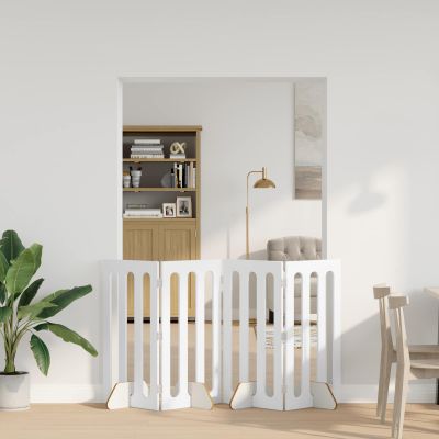 vidaXL Sklápacia bezpečnostná zábrana pre domáce zvieratá 4 pcs Biely