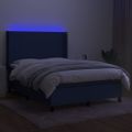 vidaXL Posteľ boxsping s matracom a LED modrá 140x200 cm látka