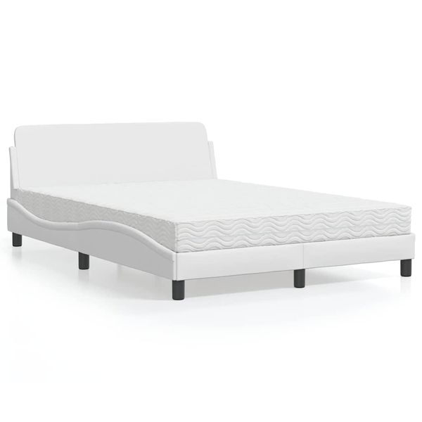 vidaXL Posteľ s matracom Dover biela 120x200 cm umelá koža