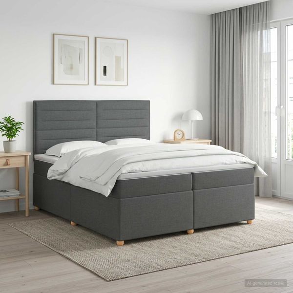 vidaXL Posteľ boxspring s matracom Tmavosivá 200 x 200 cm Látka