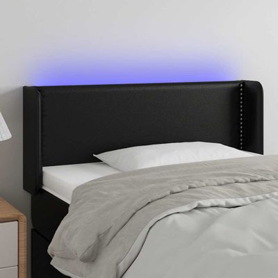 vidaXL Čelo postele s LED čierne 93x16x78/88 cm umelá koža