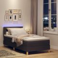 vidaXL LED box s pružinami s LED pásikmi Tmavohnedá 90 x 190 cm látka
