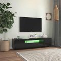 vidaXL TV skrinka s LED svetlami lesklá čierna 160x35x40 cm