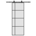 vidaXL Posuvné dvere s kovaním čierne 76x205 cm ESG sklo