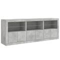 vidaXL Komoda s LED svetlami betónovo sivá 181,5x37x67 cm