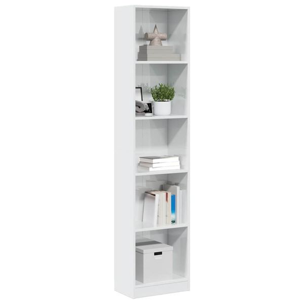 vidaXL Knižnica vysoký lesk biela 40x24x176 cm kompozitné drevo