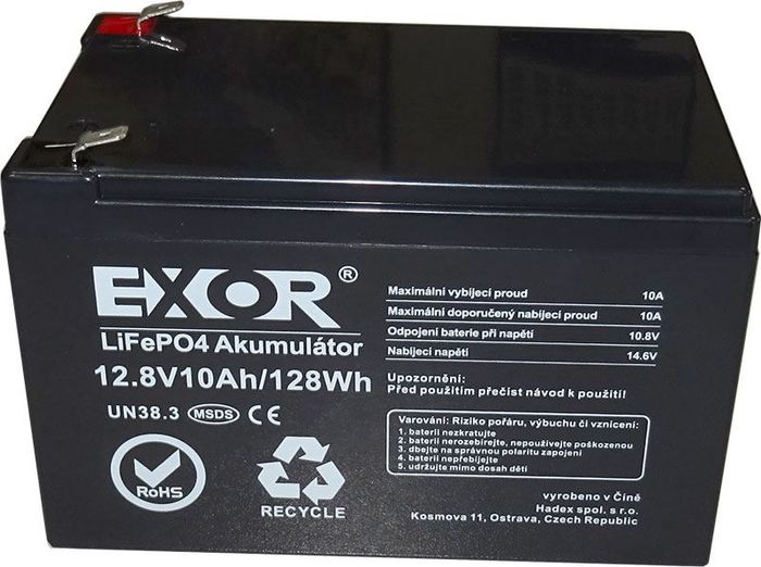 LiFePO4 12,8V 10Ah batéria EXOR LFP R925A