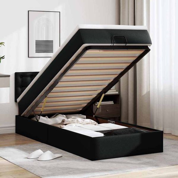 vidaXL Osmanský rám postele s matracom čierna 90x200 cm umelá koža