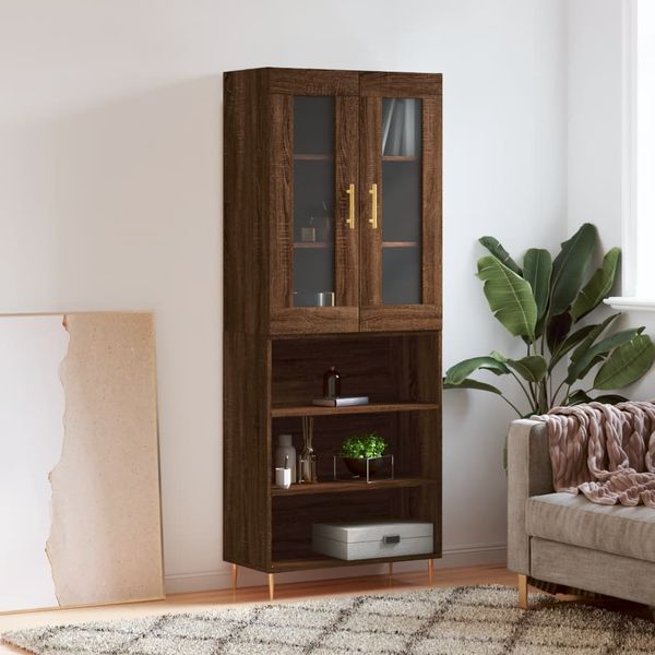vidaXL Vysoká skrinka hnedý dub 69,5x34x180 cm spracované drevo