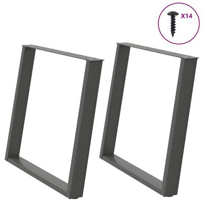 vidaXL Nohy k jedálenskému stolu v tvare U, 2 ks, antracitové, 90 x (72-73) cm, oceľ