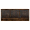 vidaXL TV skrinka so sklenenými dvierkami dymový dub 102x37x42 cm