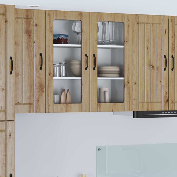 vidaXL Nástenný sklenený kabinet LUCCA Dub artisan 80 x 31 x 80 cm