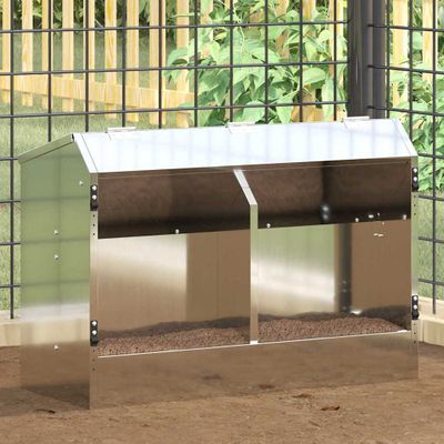 vidaXL Kŕmidlo pre králiky Strieborná 64.5 x 25.5 x 45.5 cm