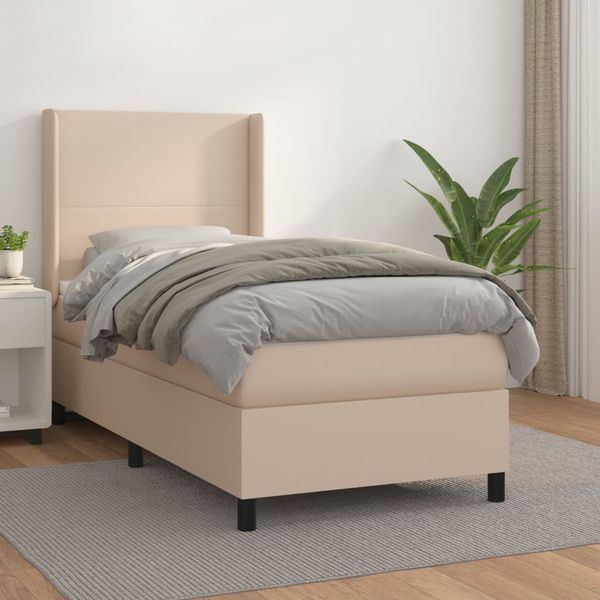 vidaXL Boxspring posteľ s matracom kapučínová 90x200 cm umelá koža