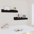 vidaXL Nástenné skrinky 2 ks čierne 50x12x9 cm masívna borovica