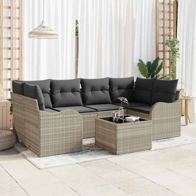 vidaXL Súprava záhradných pohoviek 7 pcs Svetlo šedá a tmavo šedá