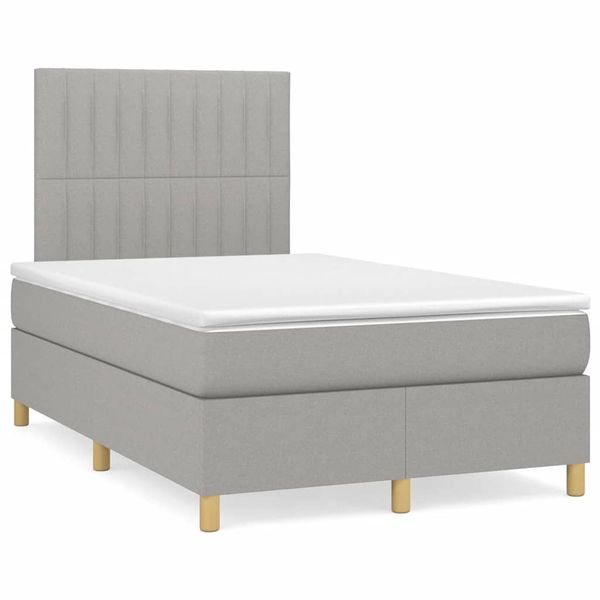 vidaXL Boxspring posteľ s matracom a LED, svetlosivá 120x190 cm, látka