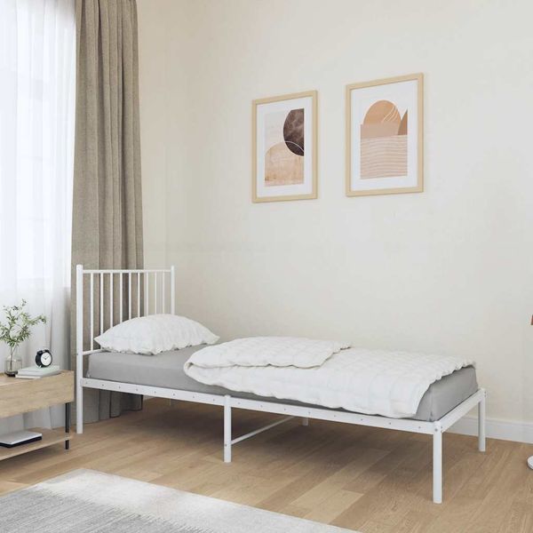 vidaXL Kovový rám postele bez matraca s čelom biely 75x190cm
