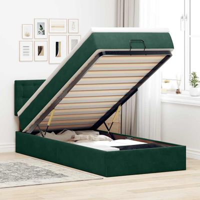 vidaXL Osmanský rám postele s matracom tmavozelená 90x190 cm zamat