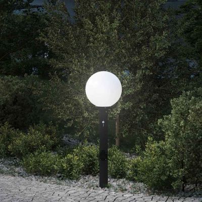 vidaXL Stĺpikové svietidlo so senzorom a zásuvkou 80 cm čierne IP44