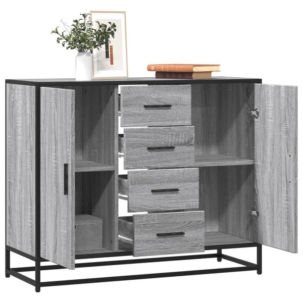 vidaXL Komoda sivý dub sonoma 92x35x76 cm kompozitné drevo