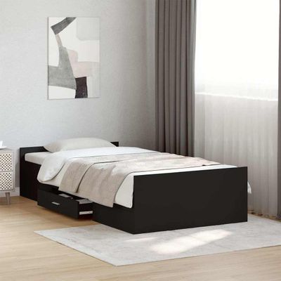 vidaXL Posteľný rám so zásuvkami čierny 75x190 cm kompozitné drevo