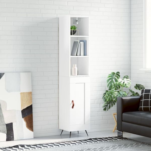 vidaXL Vysoká skrinka biela 34,5x34x180 cm spracované drevo