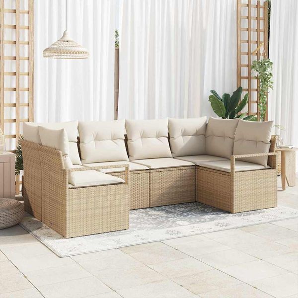 vidaXL Súprava záhradných pohoviek 6 pcs Béžová a biela polyratan