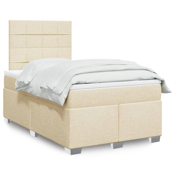 vidaXL Boxspring posteľ s matracom krémová 120x190 cm látka