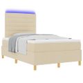 vidaXL LED box s pružinami s matracmi Krémová 120 x 190 cm látka