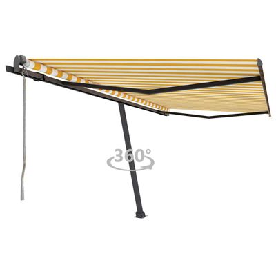 vidaXL Samostatne stojaca automatická markíza 400x300 cm žlto-biela