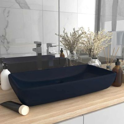 vidaXL Luxusné umývadlo, obdĺžnik, matné tmavomodré 71x38 cm, keramika