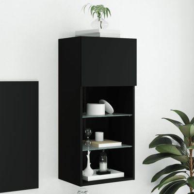 vidaXL TV skrinka s LED svetlami čierna 40,5x30x90 cm